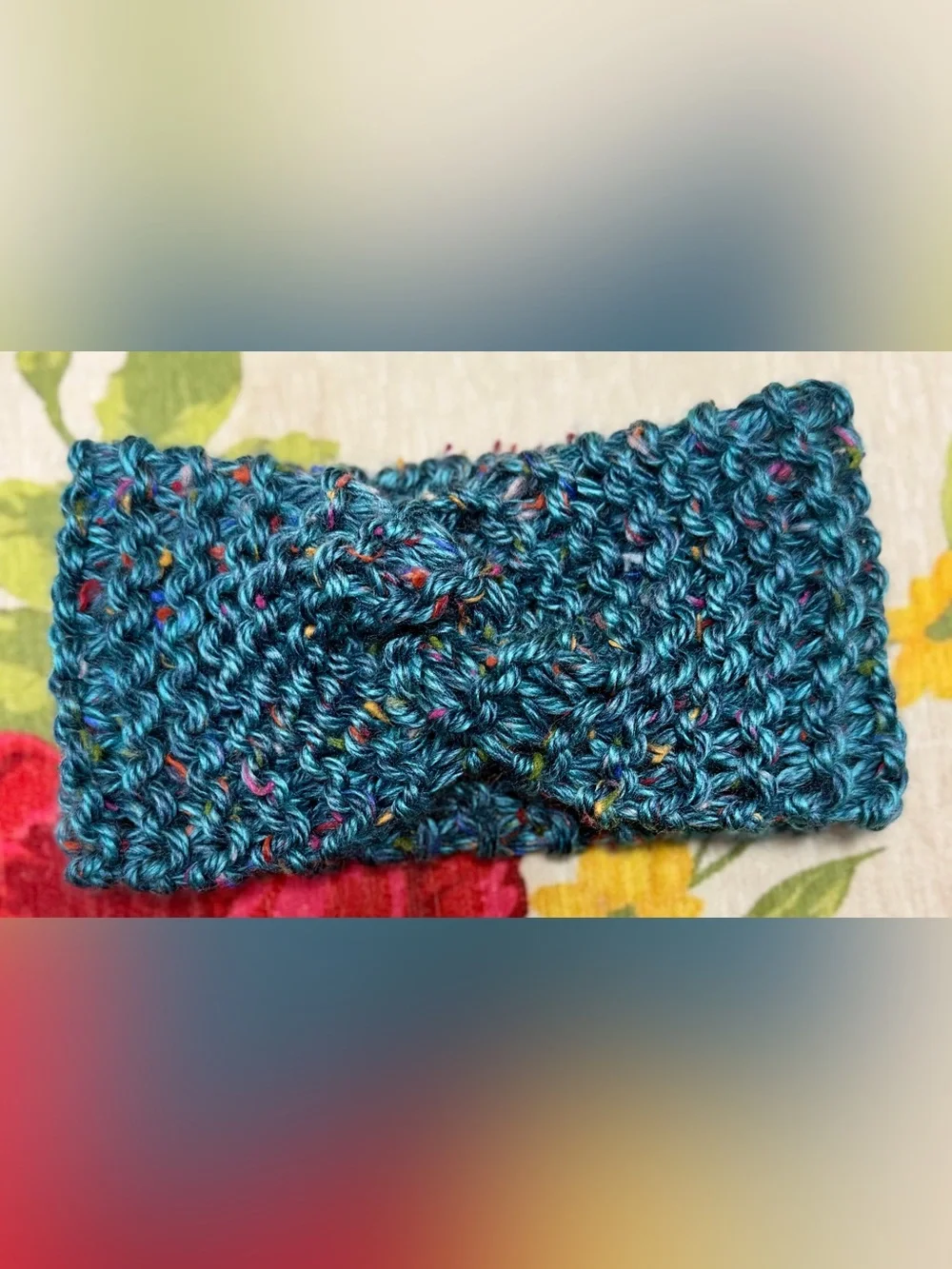Handmade Hand Crafted Knit Twist Headband adult/teen teal